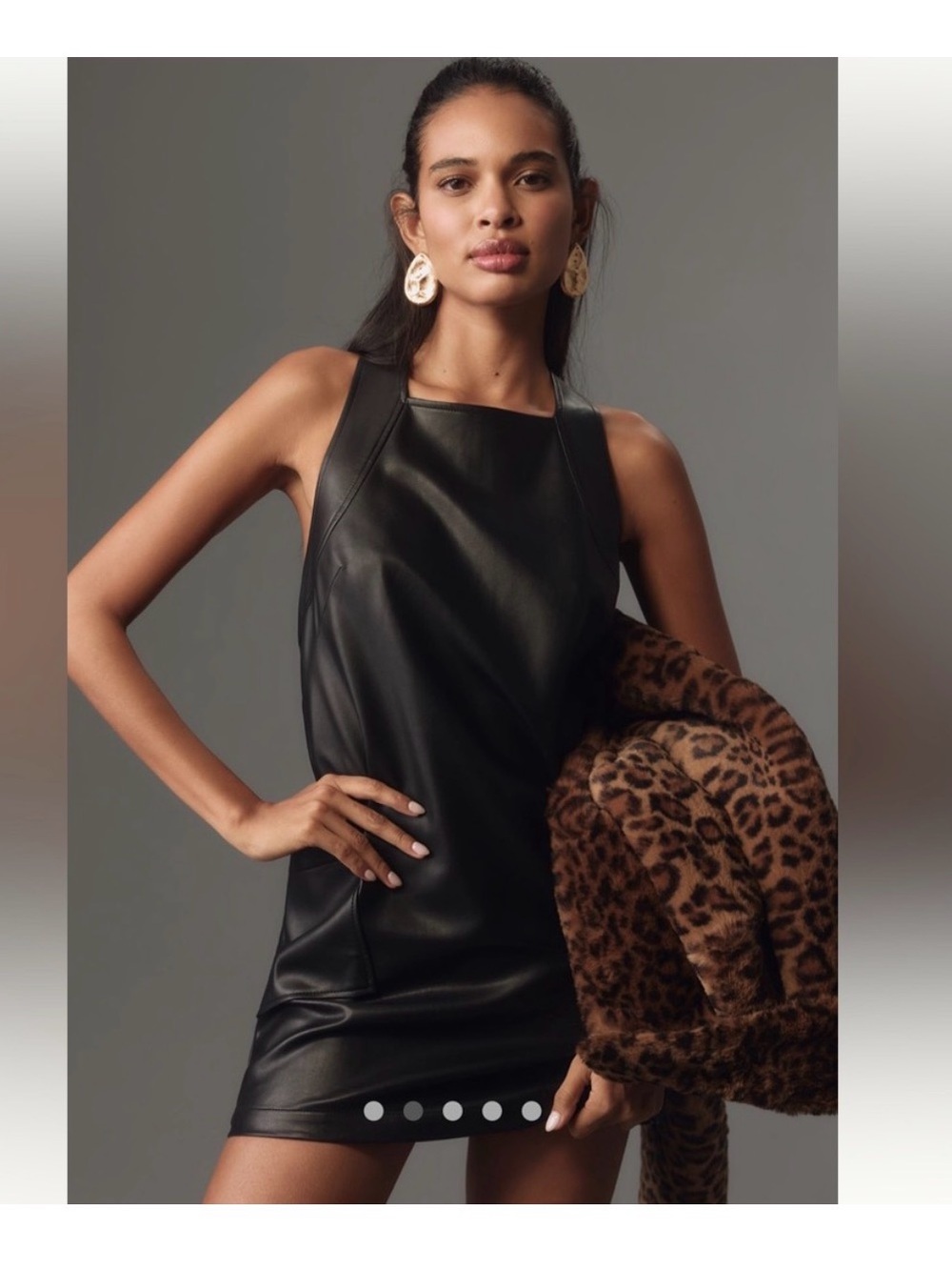 Maeve Black Faux Leather Mini Dress